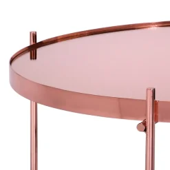 Couchtisch Ø 75x35 cm Kupfer aus Metall und Glas WOMO-Design-ECD Germany