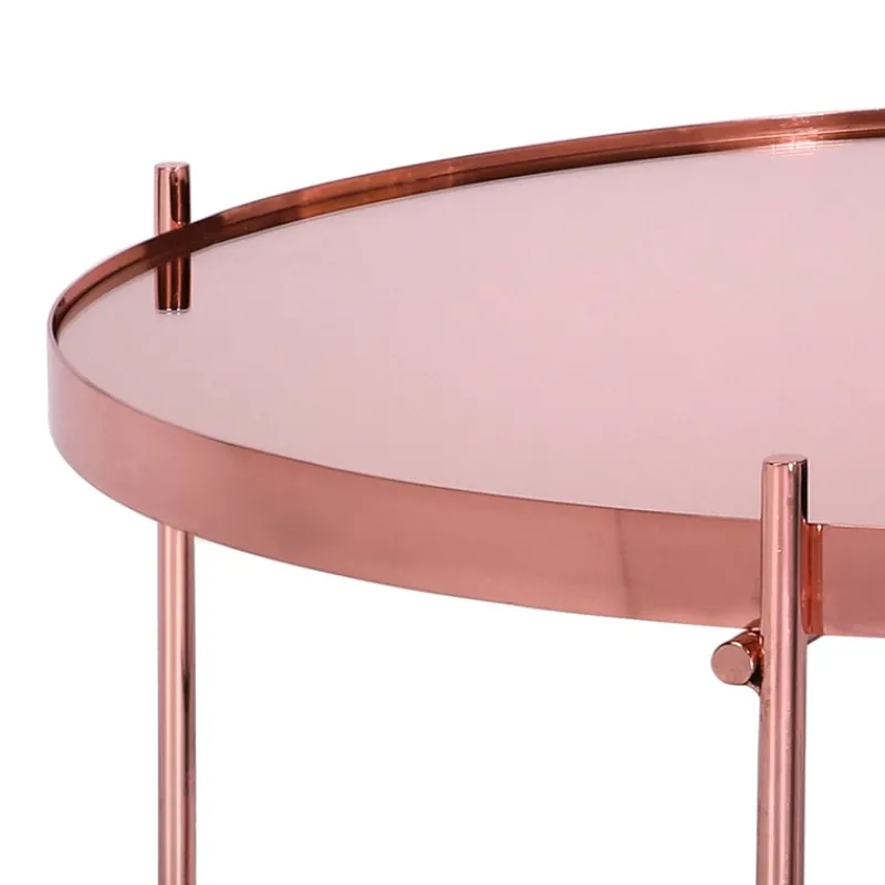 Couchtisch Ø 75x35 cm Kupfer aus Metall und Glas WOMO-Design-ECD Germany