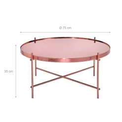 Couchtisch Ø 75x35 cm Kupfer aus Metall und Glas WOMO-Design-ECD Germany
