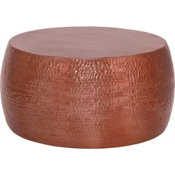 Couchtisch Ø 90x45 cm Kupfer aus Aluminium in Hammerschlag Optik WOMO-Design-ECD Germany Clearance