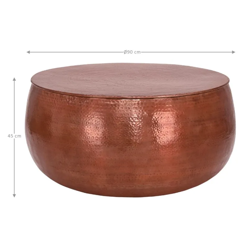 Couchtisch Ø 90x45 cm Kupfer aus Aluminium in Hammerschlag Optik WOMO-Design-ECD Germany Discount