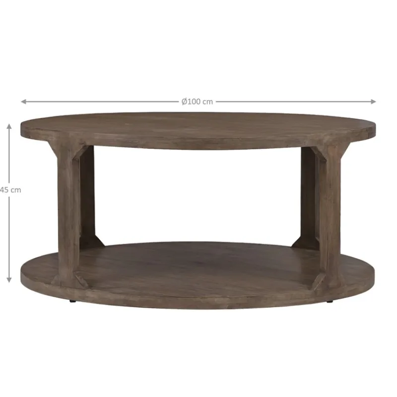 Couchtisch Ø 100x45 cm Natur aus Mangoholz WOMO-Design-ECD Germany