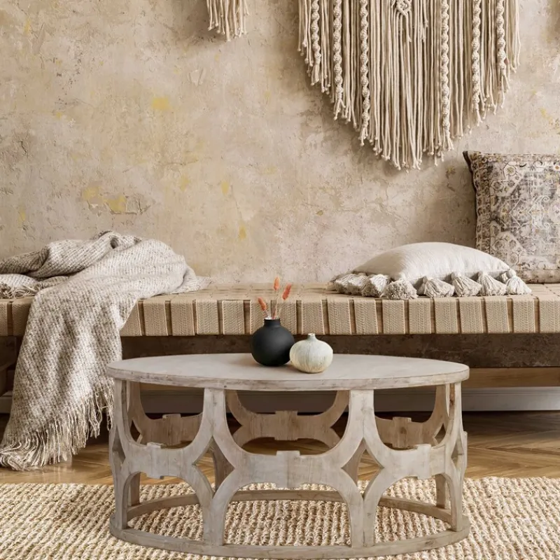 Couchtisch Ø 100x45 cm Natur aus Mangoholz WOMO-Design-ECD Germany New