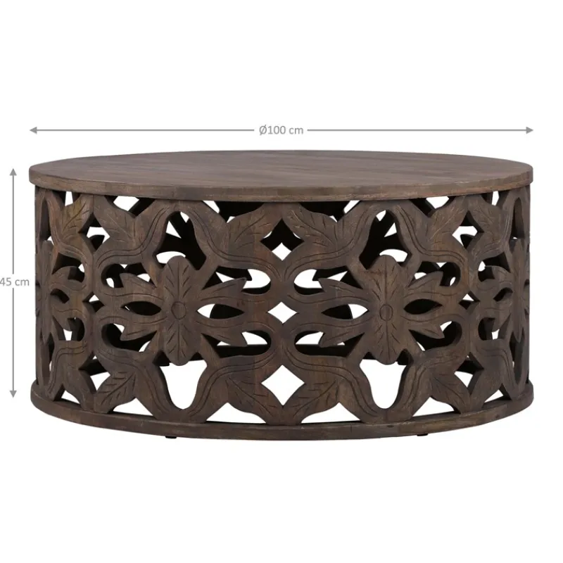 Couchtisch Ø 100x45 cm Natur aus Mangoholz WOMO-Design-ECD Germany Outlet