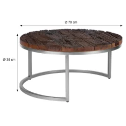 Couchtisch Ø 70x35 cm Natur aus Akazienholz WOMO-Design-ECD Germany Online