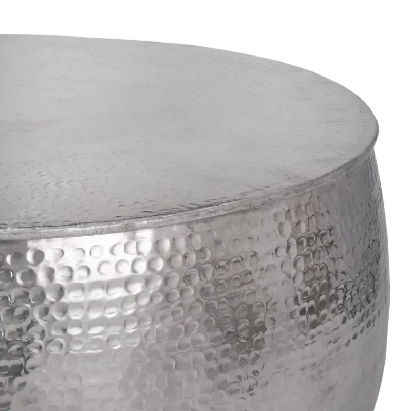 Couchtisch Ø 90x45 cm Silber aus Aluminium in Hammerschlag Optik WOMO-Design-ECD Germany Best