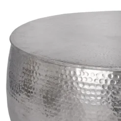 Couchtisch Ø 90x45 cm Silber aus Aluminium in Hammerschlag Optik WOMO-Design-ECD Germany Best