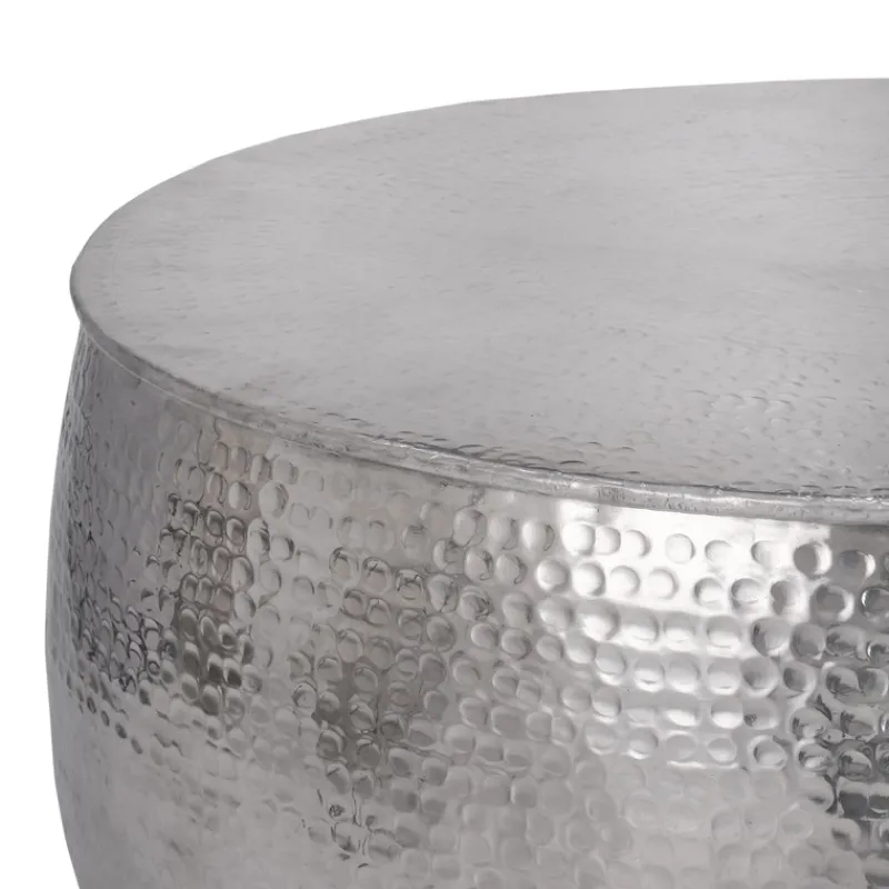 Couchtisch Ø 90x45 cm Silber aus Aluminium in Hammerschlag Optik WOMO-Design-ECD Germany Best
