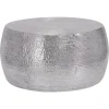 Couchtisch Ø 90x45 cm Silber aus Aluminium in Hammerschlag Optik WOMO-Design-ECD Germany Hot