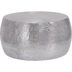 Couchtisch Ø 90x45 cm Silber aus Aluminium in Hammerschlag Optik WOMO-Design-ECD Germany Hot