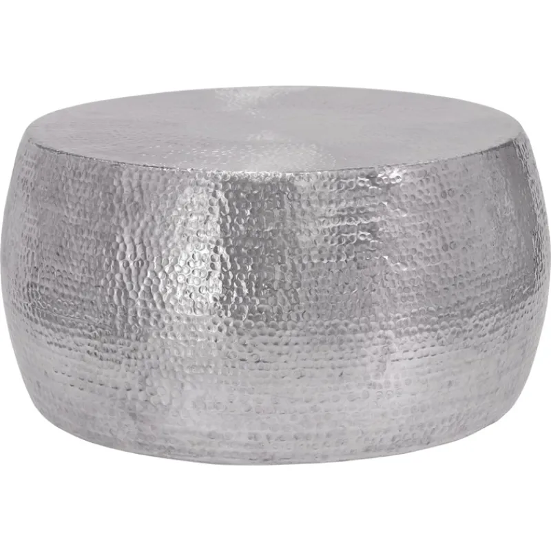 Couchtisch Ø 90x45 cm Silber aus Aluminium in Hammerschlag Optik WOMO-Design-ECD Germany Hot
