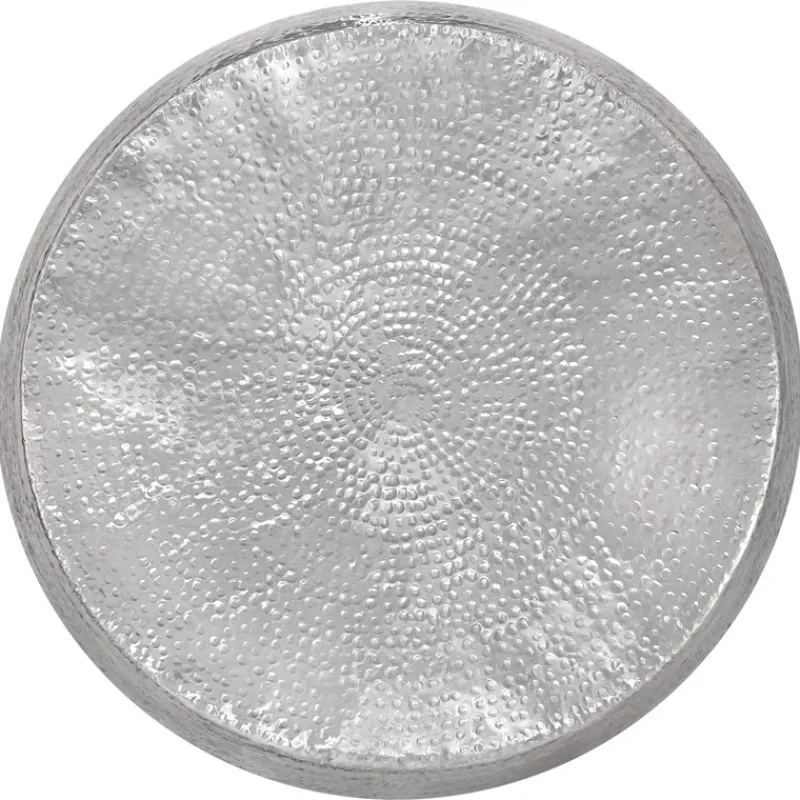Couchtisch Ø 90x45 cm Silber aus Aluminium in Hammerschlag Optik WOMO-Design-ECD Germany Hot