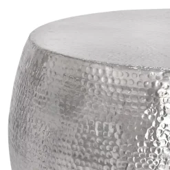 Couchtisch Ø 90x45 cm Silber aus Aluminium in Hammerschlag Optik WOMO-Design-ECD Germany Hot