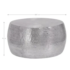 Couchtisch Ø 90x45 cm Silber aus Aluminium in Hammerschlag Optik WOMO-Design-ECD Germany Hot