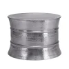 Couchtisch Ø 62x33 cm Silber aus Aluminium-Legierung in Hammerschlag-Technik  WOMO-Design-ECD Germany Clearance