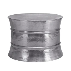 Couchtisch Ø 62x33 cm Silber aus Aluminium-Legierung in Hammerschlag-Technik WOMO-Design-ECD Germany Clearance