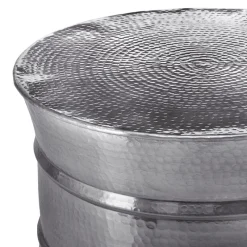 Couchtisch Ø 62x33 cm Silber aus Aluminium-Legierung in Hammerschlag-Technik WOMO-Design-ECD Germany Clearance
