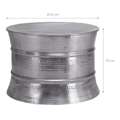 Couchtisch Ø 62x33 cm Silber aus Aluminium-Legierung in Hammerschlag-Technik WOMO-Design-ECD Germany Clearance