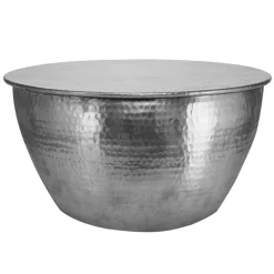 Couchtisch Ø 59x30,5 cm Silber aus Aluminium-Legierung in Hammerschlag-Technik WOMO-DESIGN-ECD Germany Hot