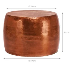 Couchtisch Ø 59x41cm Kupfer aus Aluminium-Legierung in Hammerschlag-Technik WOMO-DESIGN-ECD Germany Sale