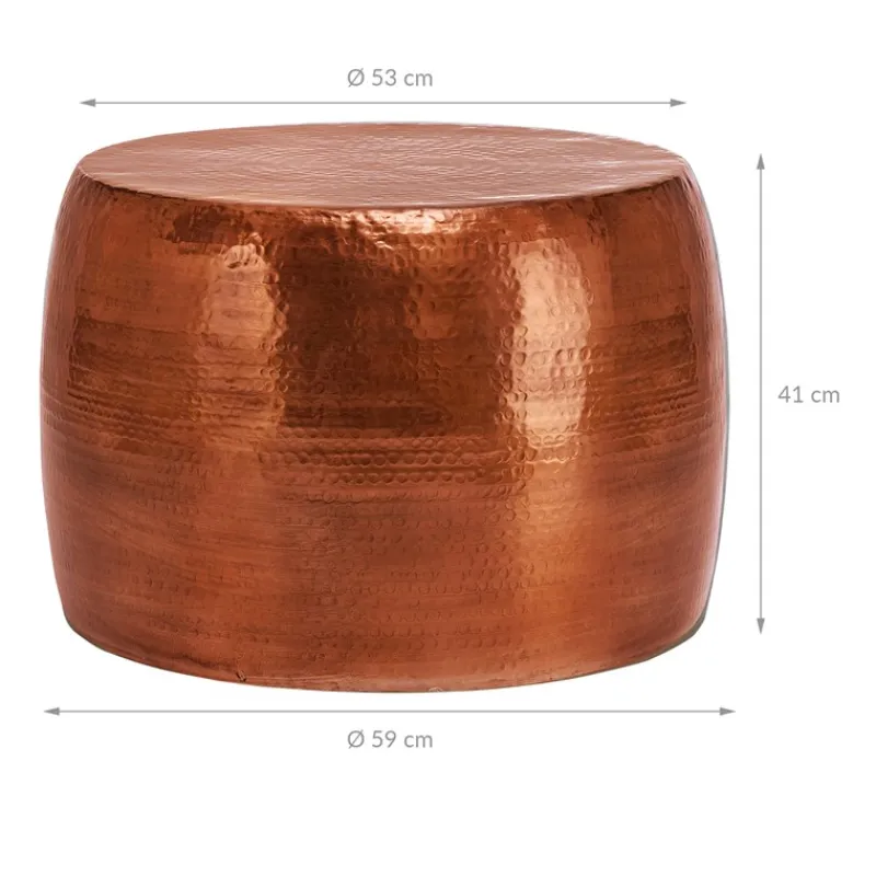 Couchtisch Ø 59x41cm Kupfer aus Aluminium-Legierung in Hammerschlag-Technik WOMO-DESIGN-ECD Germany Sale