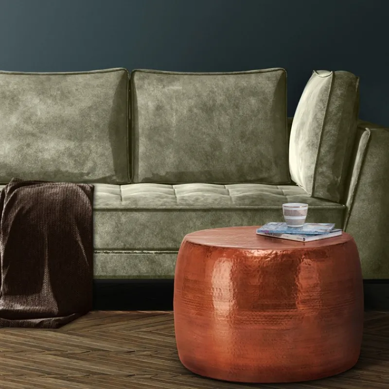 Couchtisch Ø 59x41cm Kupfer aus Aluminium-Legierung in Hammerschlag-Technik WOMO-DESIGN-ECD Germany Sale