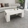 Couchtisch mit Glasablage und 4 Fächern 100x60x42 cm Weiß ML-Design-ECD Germany New