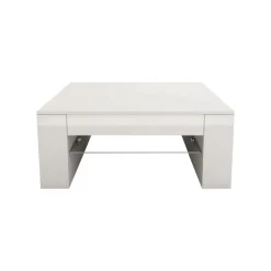 Couchtisch mit Glasablage und 4 Fächern 100x60x42 cm Weiß ML-Design-ECD Germany New