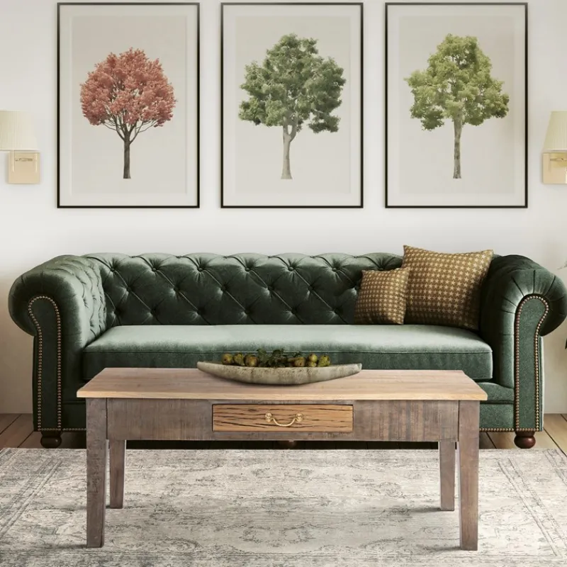 Couchtisch mit Schublade 117x70x45,5 cm Natur aus Mangoholz WOMO-Design-ECD Germany Best