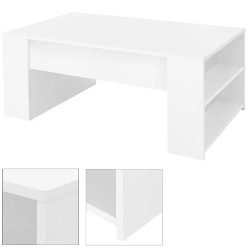 Couchtisch mit zwei Fächern 100x60x42 cm Weiß ML-Design-ECD Germany Discount