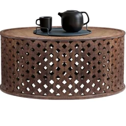 Couchtisch rund Ø 100x45 cm Braun aus Mangoholz WOMO-Design-ECD Germany Discount