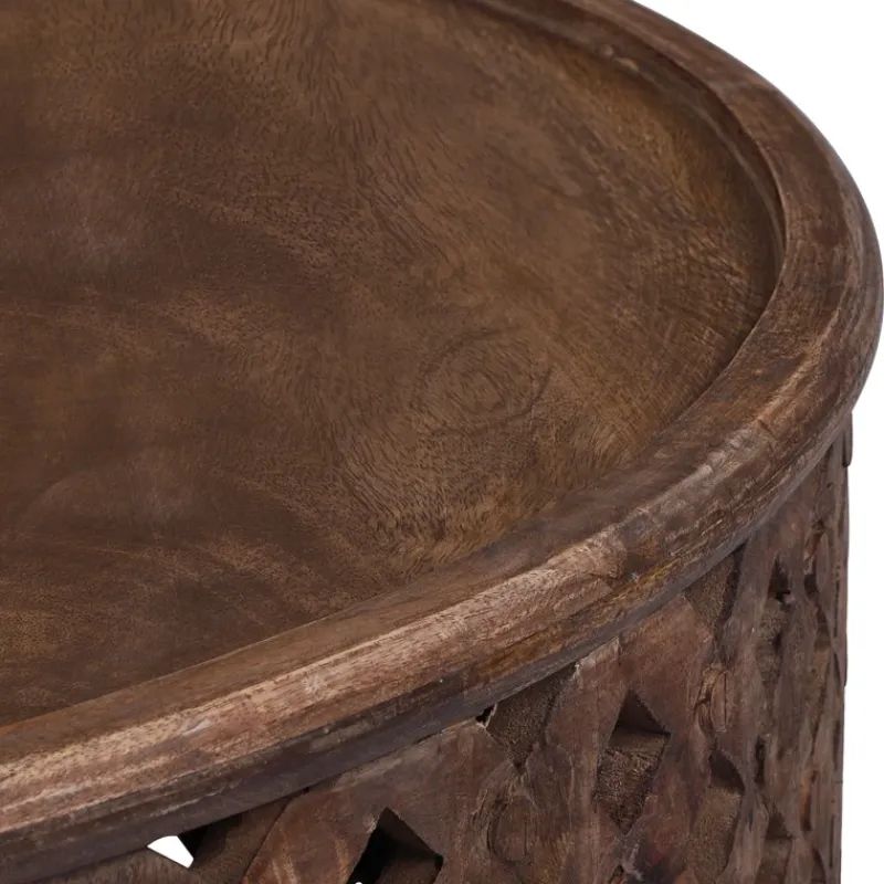 Couchtisch rund Ø 100x45 cm Braun aus Mangoholz WOMO-Design-ECD Germany Discount