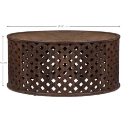 Couchtisch rund Ø 100x45 cm Braun aus Mangoholz WOMO-Design-ECD Germany Discount