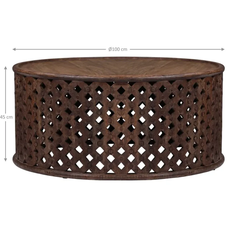 Couchtisch rund Ø 100x45 cm Braun aus Mangoholz WOMO-Design-ECD Germany Discount