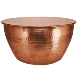 Couchtisch rund Ø 59x30,5 cm Kupfer aus Aluminium-Legierung in Hammerschlag-Technik WOMO-DESIGN-ECD Germany New