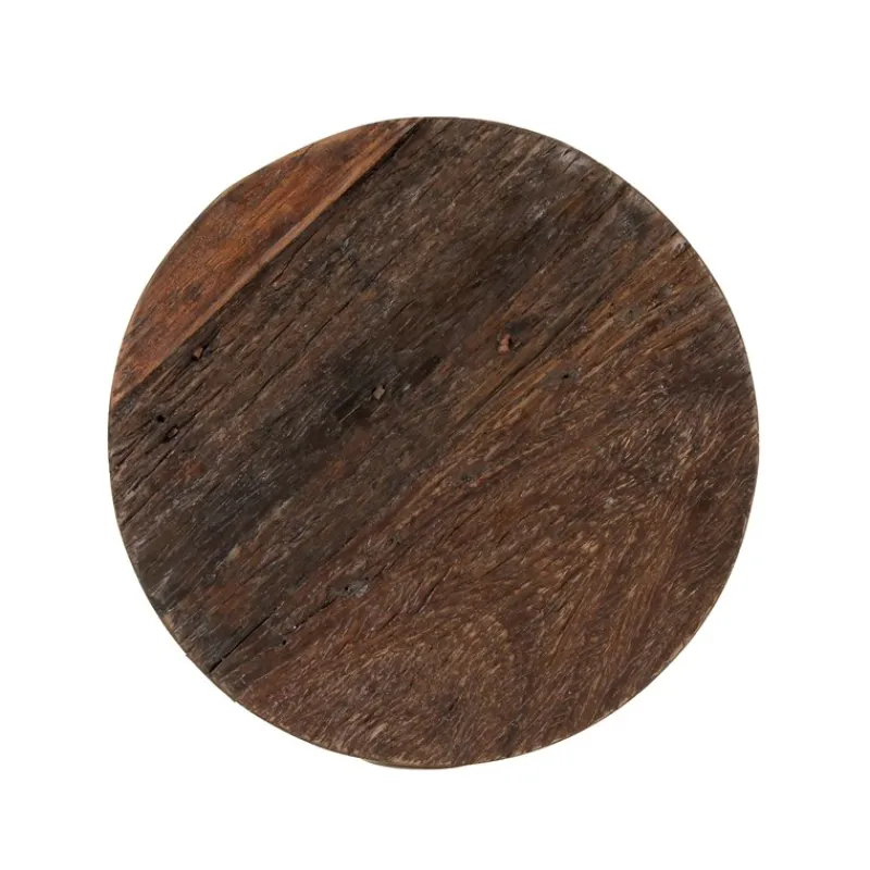 Couchtisch rund Ø 50x50 cm Natur/Schwarz aus Altholz, Metallgestell WOMO-Design-ECD Germany Online