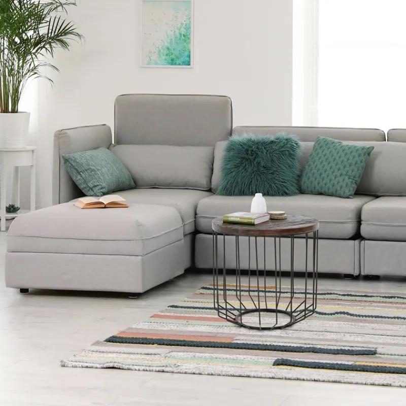 Couchtisch rund Ø 50x50 cm Natur/Schwarz aus Altholz, Metallgestell WOMO-Design-ECD Germany Online