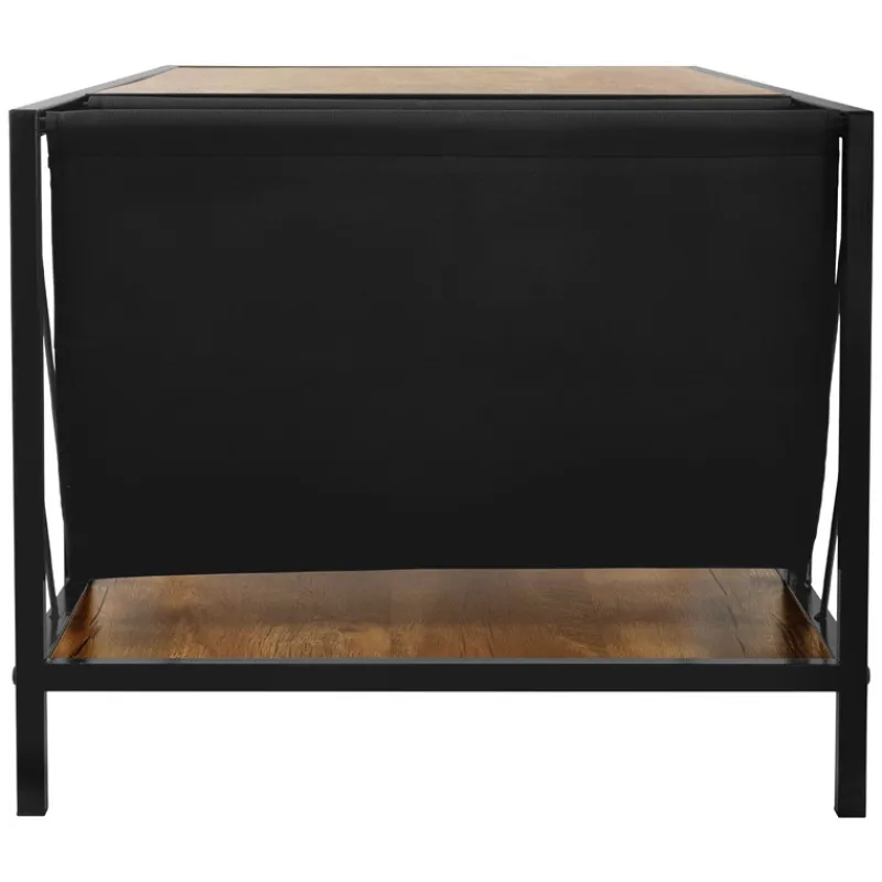 Couchtisch 110x54 cm mit Zeitschriftenfach Eiche Optik Braun Schwarz Wohnzimmertisch ML-Design-ECD Germany