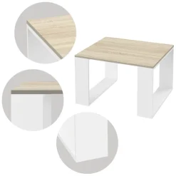 Couchtisch 65x65x40 cm Eiche-Optik/Weiß ML-Design-ECD Germany Discount