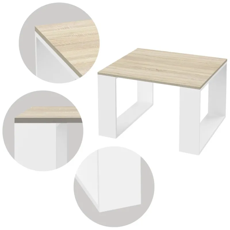Couchtisch 65x65x40 cm Eiche-Optik/Weiß ML-Design-ECD Germany Discount