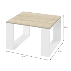 Couchtisch 65x65x40 cm Eiche-Optik/Weiß ML-Design-ECD Germany Discount