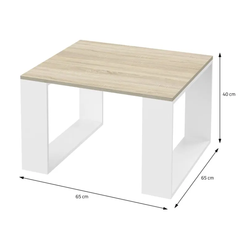 Couchtisch 65x65x40 cm Eiche-Optik/Weiß ML-Design-ECD Germany Discount