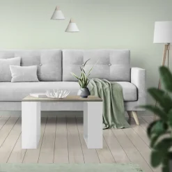 Couchtisch 65x65x40 cm Eiche-Optik/Weiß ML-Design-ECD Germany Discount