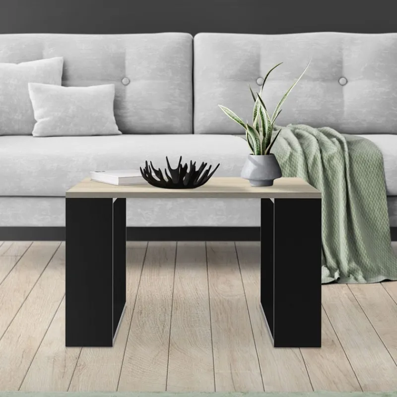 Couchtisch 65x65x40 cm Eiche-Optik/Schwarz ML-Design-ECD Germany Hot