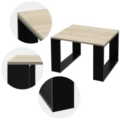 Couchtisch 65x65x40 cm Eiche-Optik/Schwarz ML-Design-ECD Germany Hot