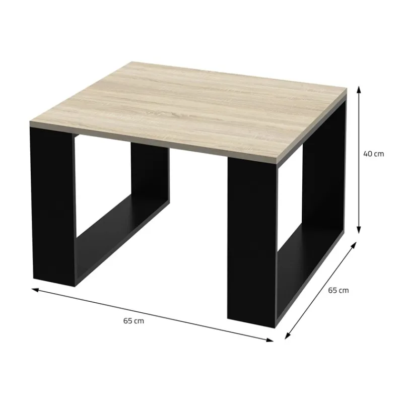 Couchtisch 65x65x40 cm Eiche-Optik/Schwarz ML-Design-ECD Germany Hot