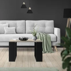 Couchtisch 65x65x40 cm Eiche-Optik/Schwarz ML-Design-ECD Germany Hot