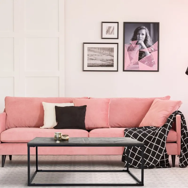 Couchtisch 120x60x46 cm Grau aus Metall und Mangoholz WOMO-Design-ECD Germany Best