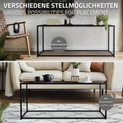 Couchtisch 115x32x50,5 cm Schwarz aus Metall ML-Design-ECD Germany Hot