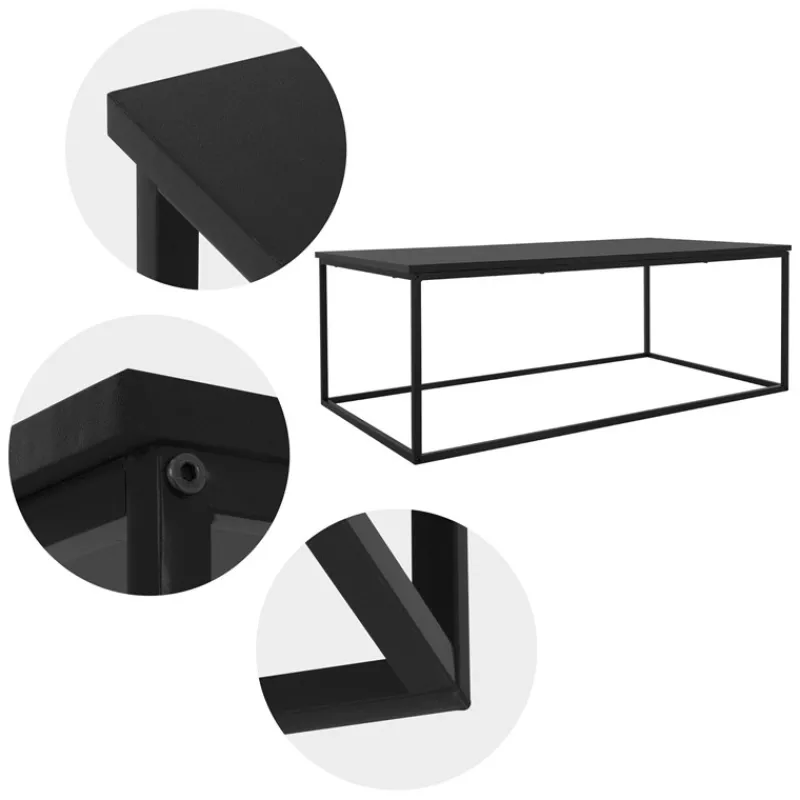 Couchtisch 110x39,5x59 cm Schwarz aus Metall ML-Design-ECD Germany Sale